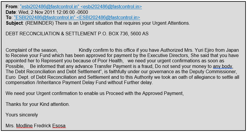 Scam example 1
