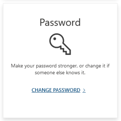 Image shows change password screen