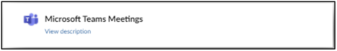 Image of the option selected for Microsoft Teams Meetings