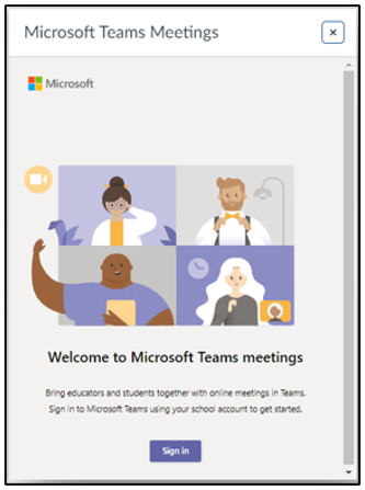 Image of the welcome screen for Microsoft Teams Meeting