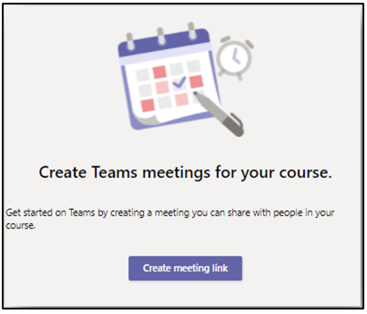 Image of the option to create a meeting within Microsoft Teams Meeting