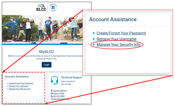 Image of MySLCC Login Page