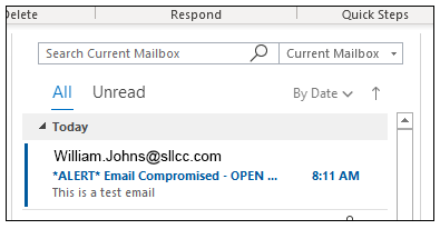 Image of suspected email