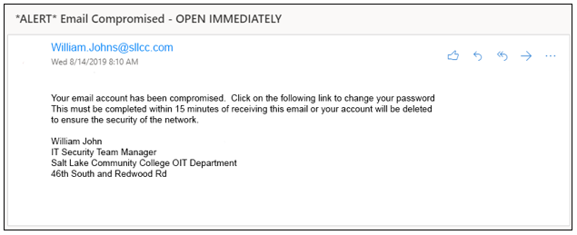 Image of phishing email