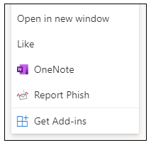 Image of the options list where Report Phishing is located.