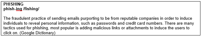 Image of definition for phishing