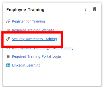 Employee Training card showing various training options.