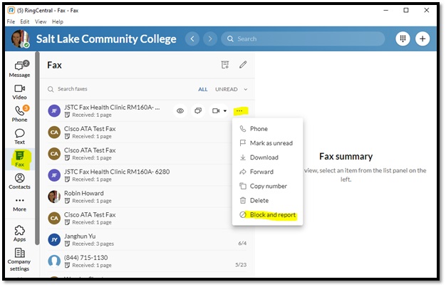 Screenshot highlighting where to find the ellipses and the block and report option