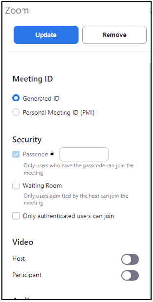 Image of the Zoom Settings window.