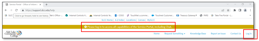Image of the notification bar for logging in.