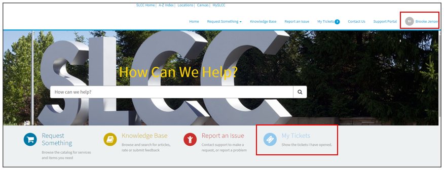 Image of the Service Now support page.