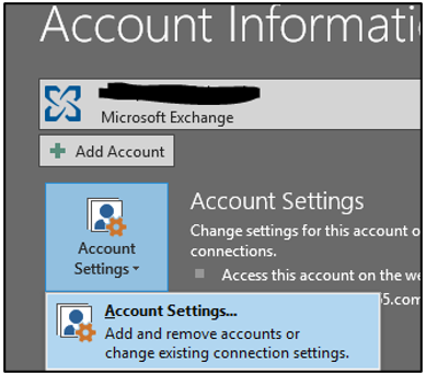 Image of Outlook account information