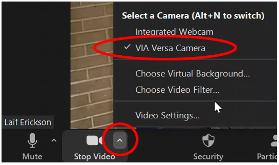 Image of the camera settings