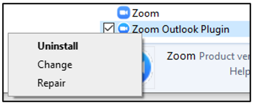 Uninstall Plugin option screen