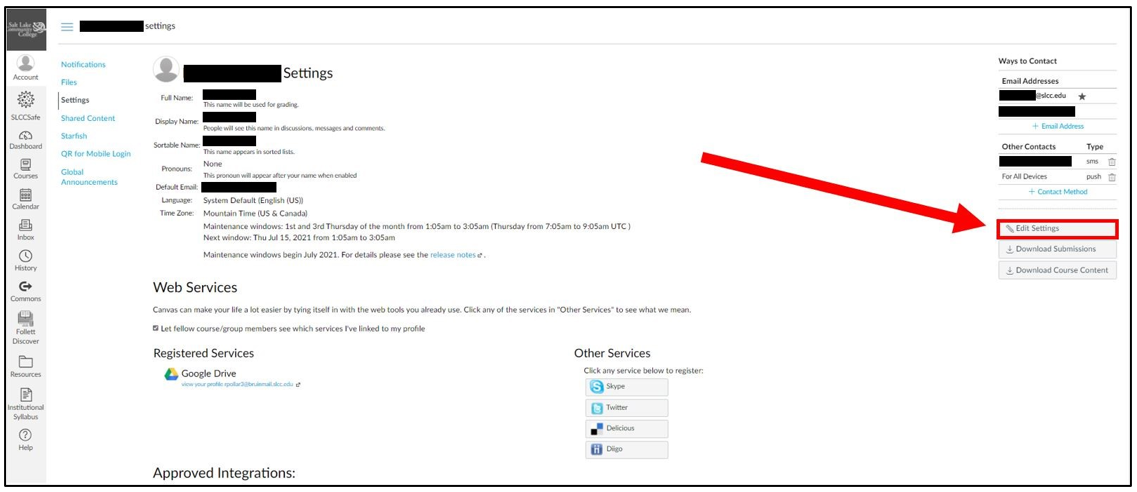 Zoom time zone edit settings window