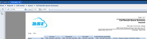Image shows report header
