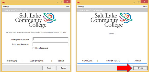 Image shows username and password screen